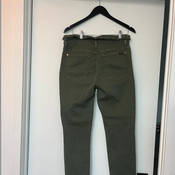 7 For All Mankind Mid-Rise Foldover Waist Cropped Skinny Jeans - Picture 2 of 3